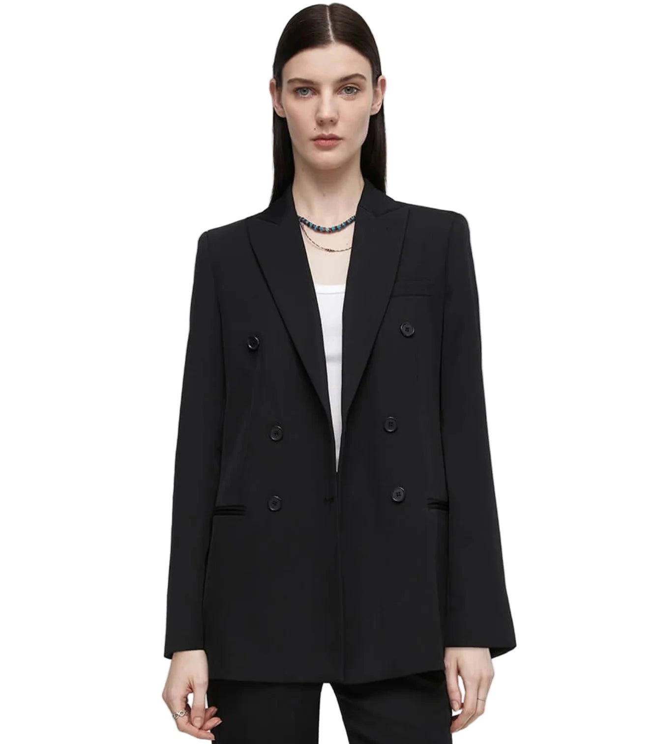 Re/Done Black Double Breasted Blazer in Black