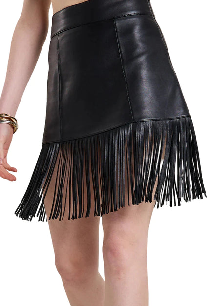 Saskia Fringe Leather Skirt