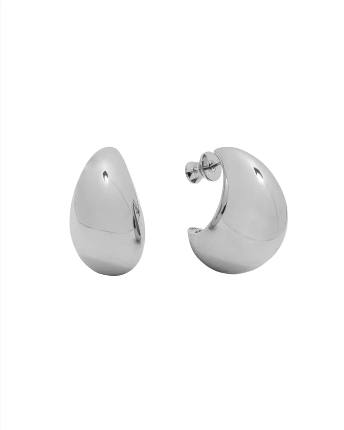 She's So Smooth Teardrop Hoop Earrings- Silver