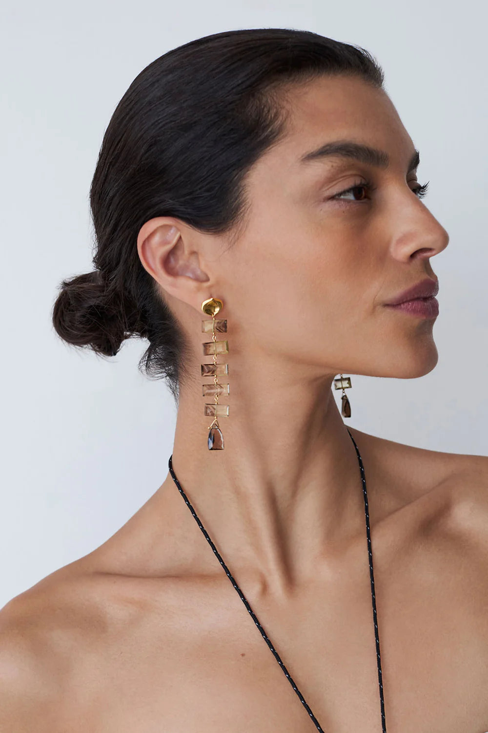 CHAN LUU- Fishbone Smokey Quartz Drop Earrings - Edit by Elaine Turner