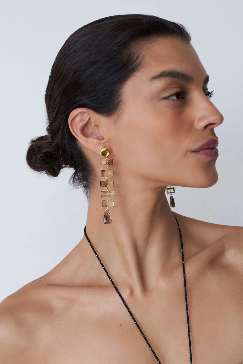 CHAN LUU- Fishbone Smokey Quartz Drop Earrings - Edit by Elaine Turner