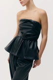 Sabina Musayev Archie Top in black. Available at Edit by Elaine Turner in Houston, TX. Model Close Up View. 