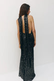 Sabina Musayev- Marie Dress in Midnight Silver. Available at Edit by Elaine Turner in Houston, TX. Back model view. 