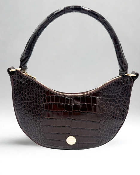 Elaine Turner- Sawyer Shoulder Bag- Chocolate Croc - Edit by Elaine Turner