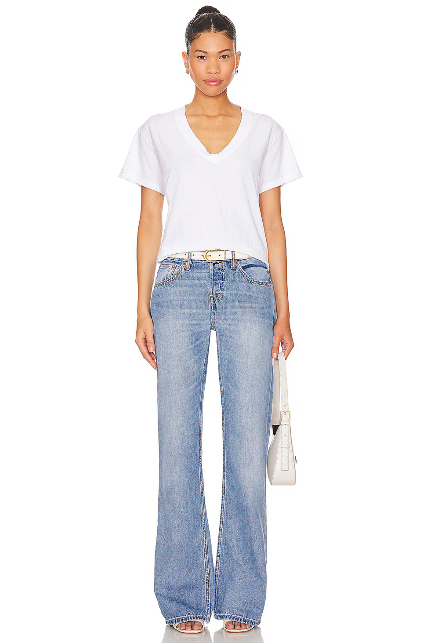 Alanis Recycled Cotton V Neck- White