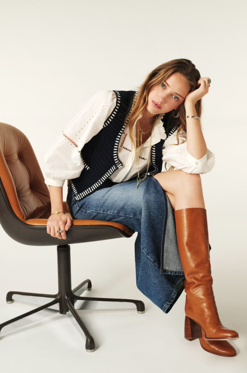 Math Denim Midi Skirt