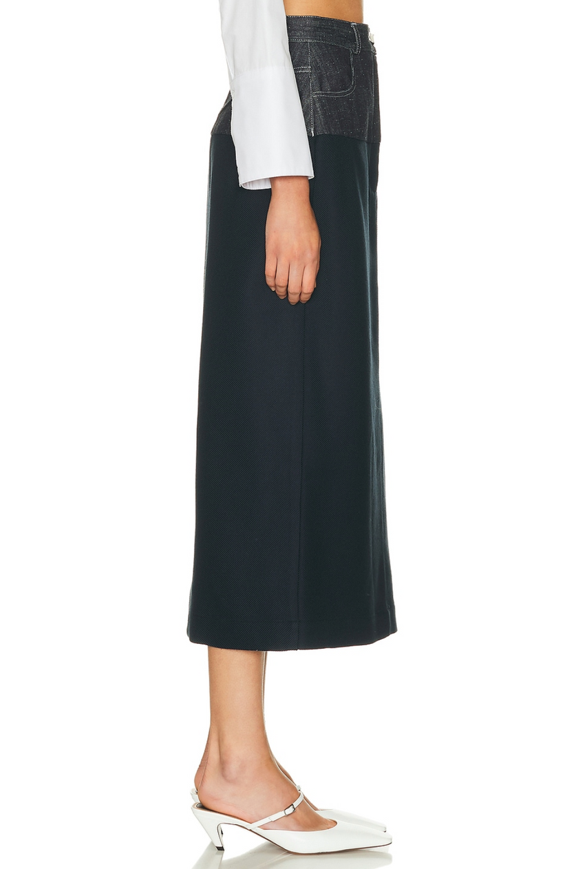 Denim Combo Midi Skirt
