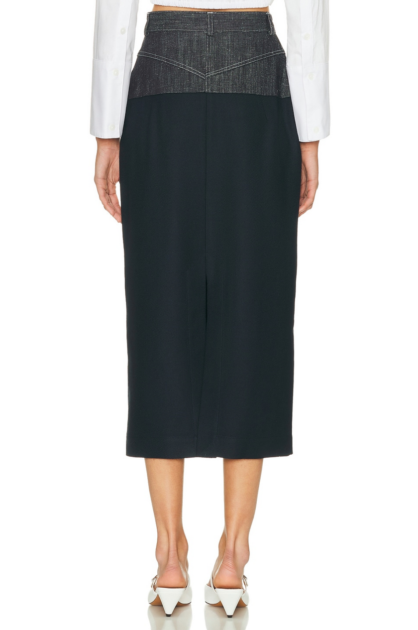 Denim Combo Midi Skirt