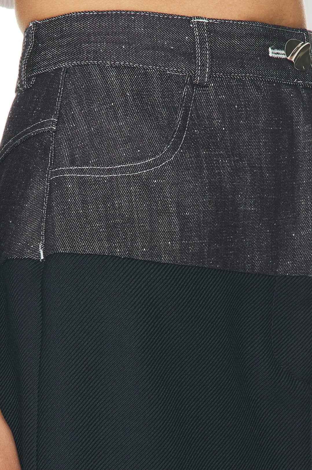 Denim Combo Midi Skirt