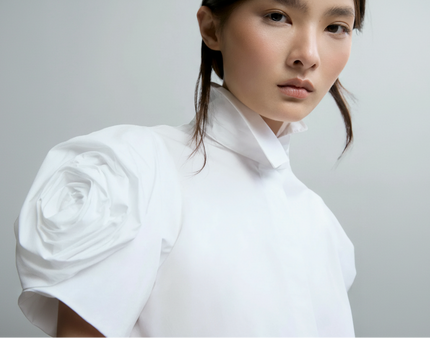 Floral Sleeve White Blouse
