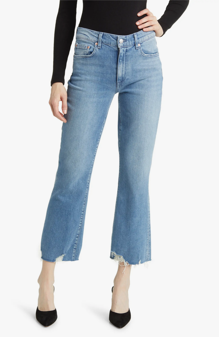 Bella Crop Flare Frayed Hem Jeans- Beach House – Edit by Elaine Turner