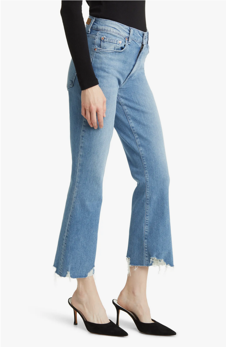Bella Crop Flare Frayed Hem Jeans- Beach House