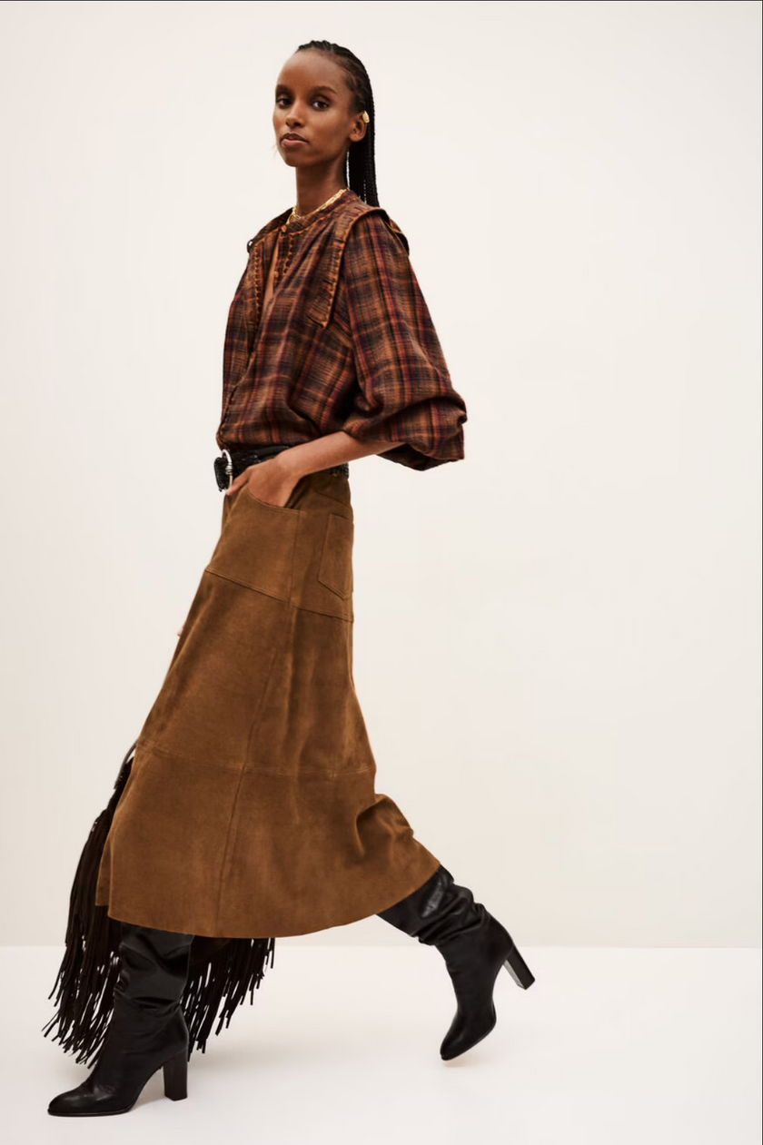 Massia Suede Midi Skirt