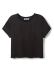Delphine Satin Crew Neck Tee- True Black