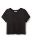 Delphine Satin Crew Neck Tee- True Black