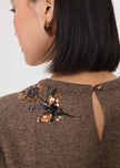 Tara Jarmon Romia Dress in Caramel. Available at Edit by Elaine Turner in Houston, TX. Back close up view. 