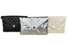 Bella Clutch- White Embossed Studded Leather