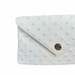 Bella Clutch- White Embossed Studded Leather