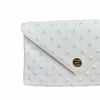Bella Clutch- White Embossed Studded Leather
