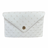 Bella Clutch- White Embossed Studded Leather