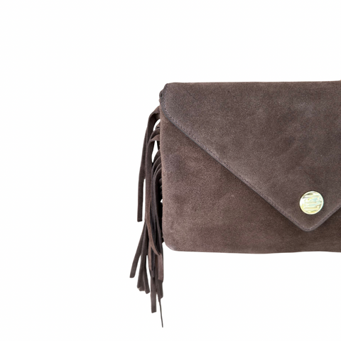Bella Clutch- Fringe Suede