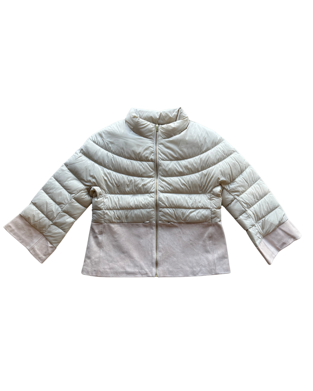 Audrey Suede Puffer- Beige/Pink Suede