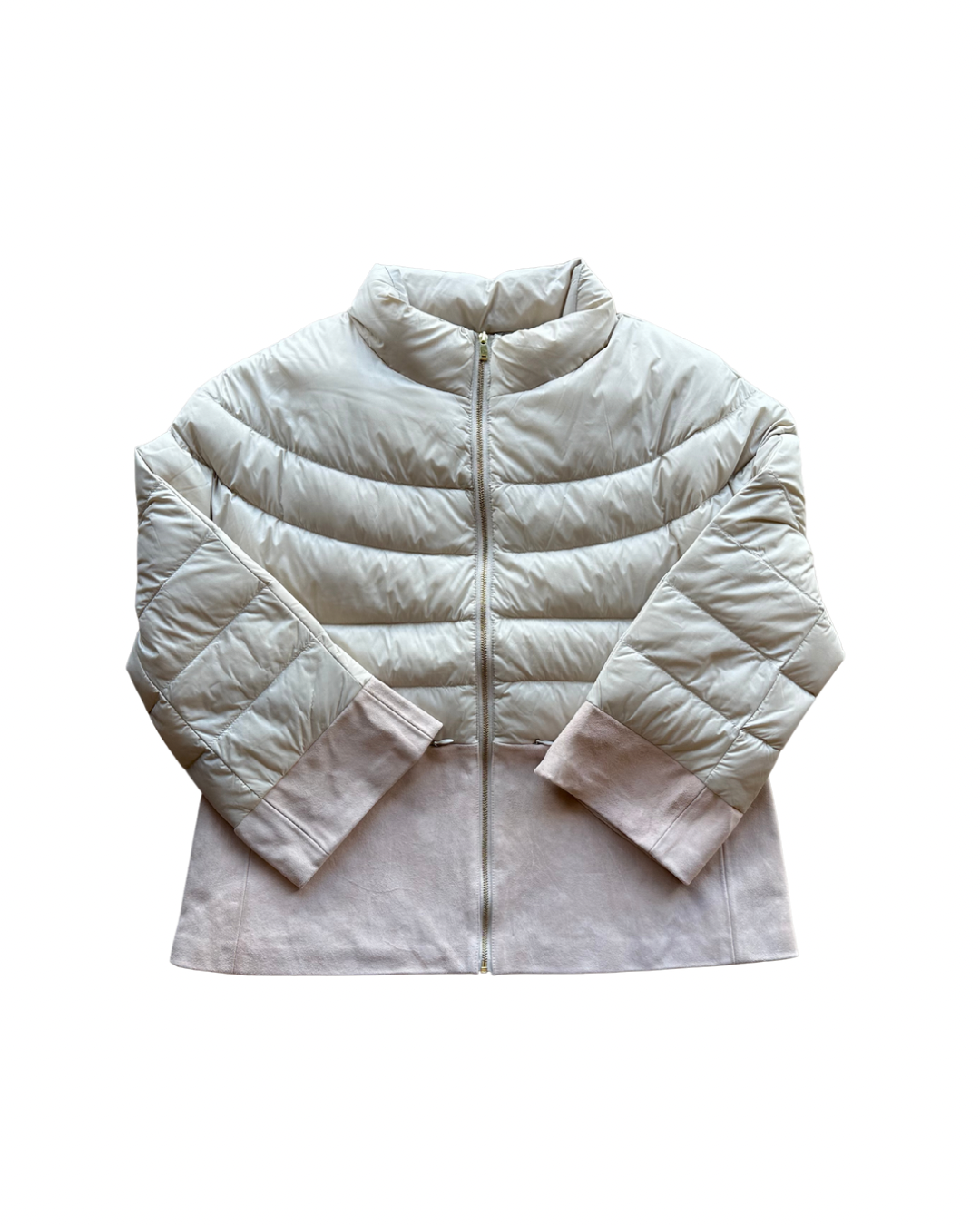 Audrey Suede Puffer- Beige/Pink Suede