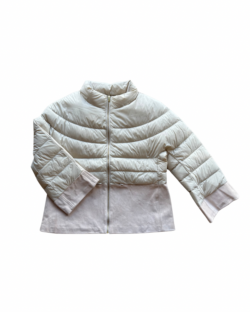 Audrey Suede Puffer- Beige/Pink Suede