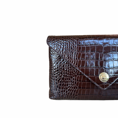 Bella Clutch- Chocolate Croc
