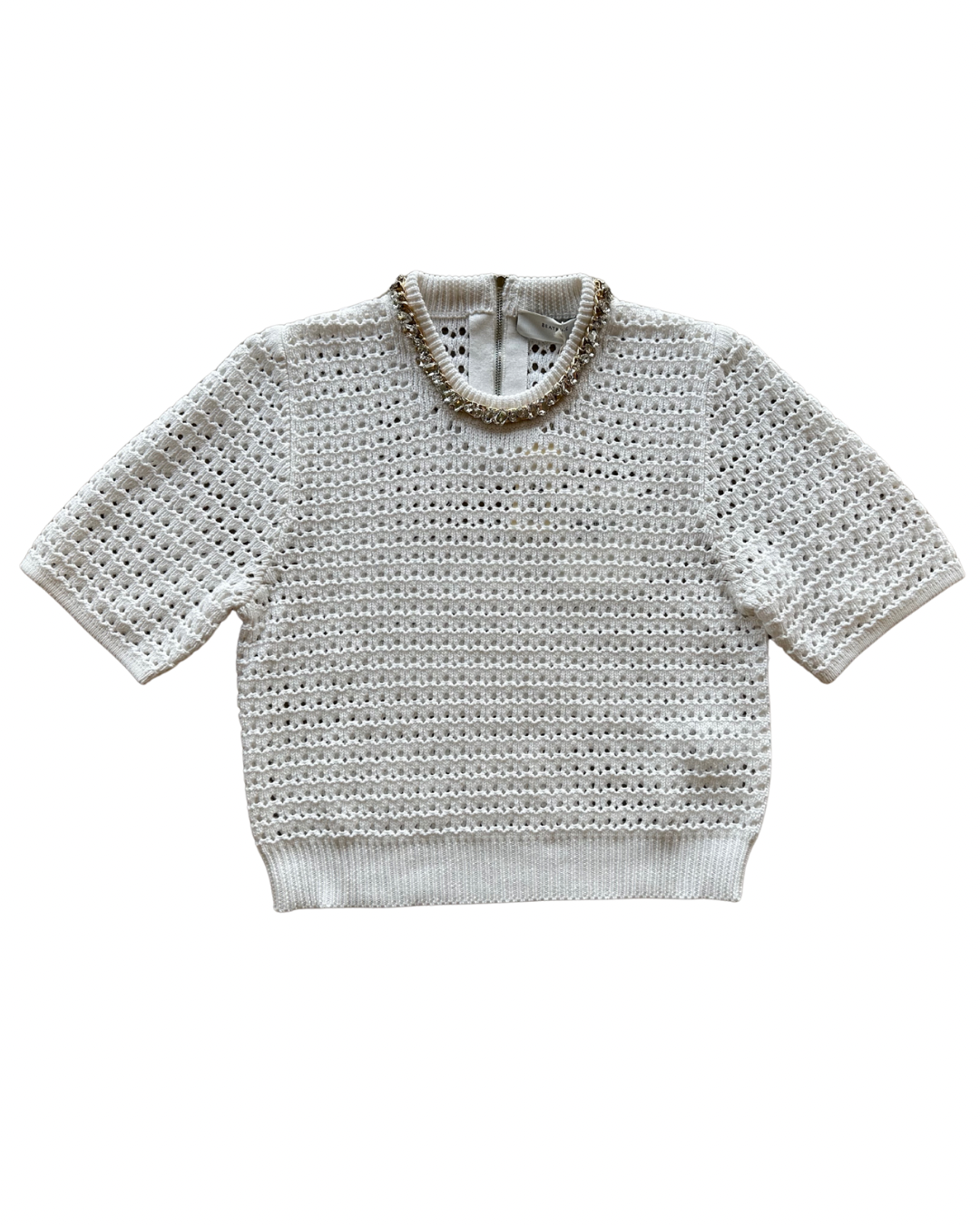 Perforated T-shirt w/ Crystal Necklace