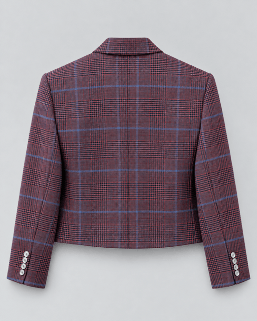 ACARIA STUDIO- Guru Crop Blazer - Burgundy Check - Edit by Elaine Turner