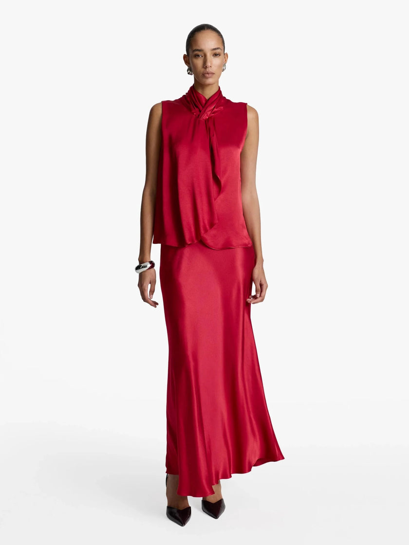 ACARIA STUDIO- Jill Satin Skirt - Red - Edit by Elaine Turner
