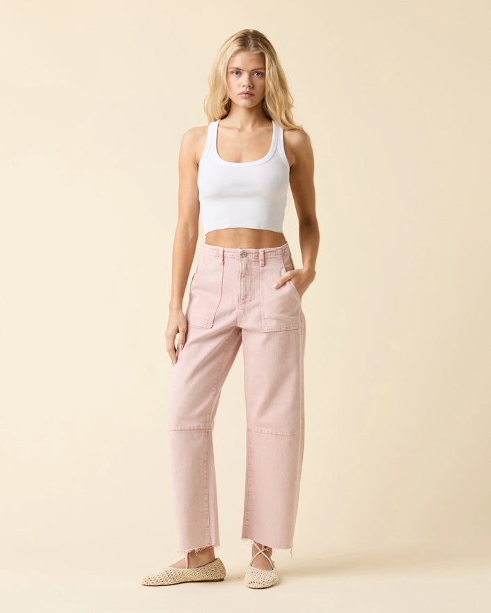 Utility Soft Barrel Jeans- Dusty Pink