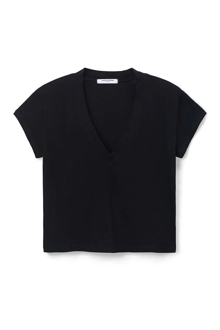 Alanis Recycled Cotton V Neck- Black - Edit by Elaine Turner