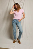 Alanis Recycled Cotton V Neck- Sugar Pink - Edit by Elaine Turner