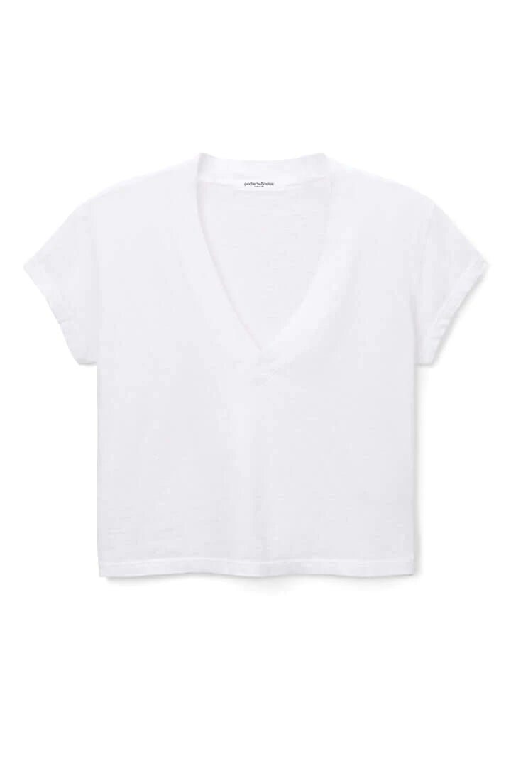 Alanis Recycled Cotton V Neck- White - Edit by Elaine Turner