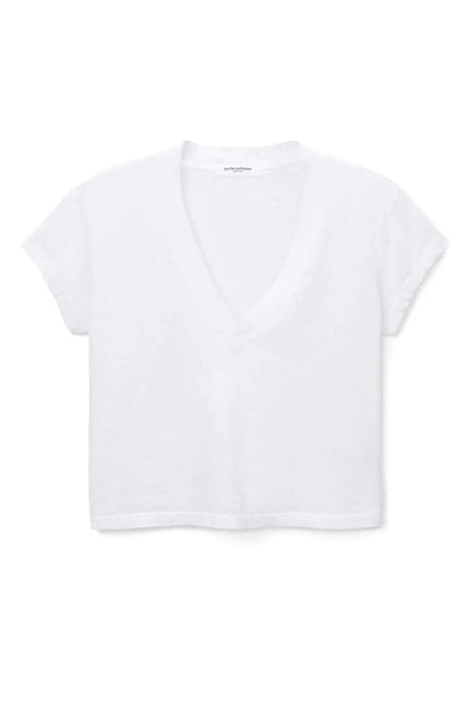 Alanis Recycled Cotton V Neck- White - Edit by Elaine Turner