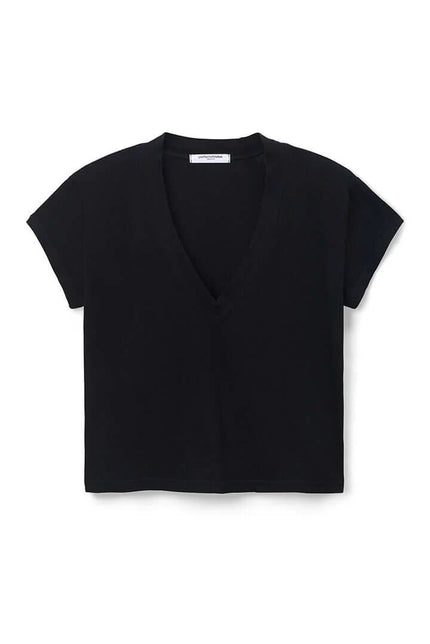 Alanis Recycled Cotton V Neck- Black