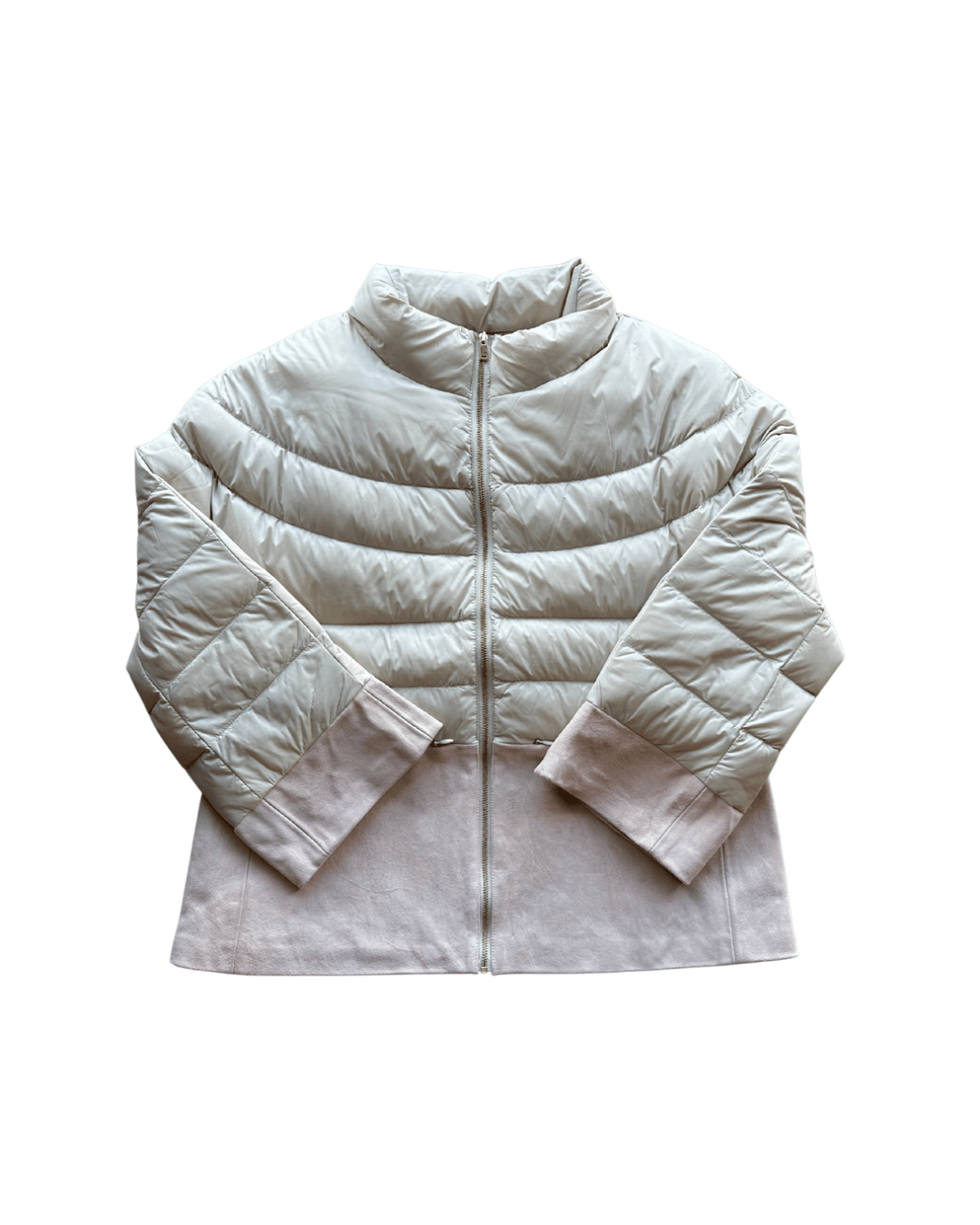 Audrey Suede Puffer- Beige/Pink Suede - Edit by Elaine Turner