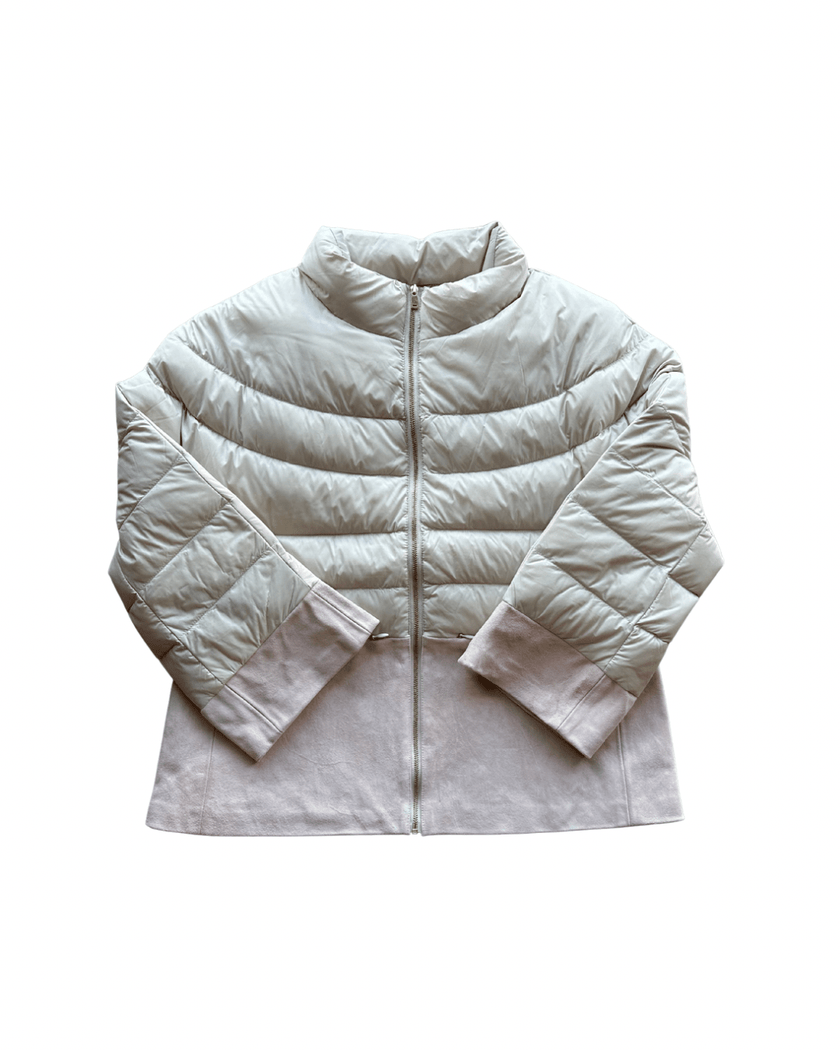 Audrey Suede Puffer- Beige/Pink Suede - Edit by Elaine Turner