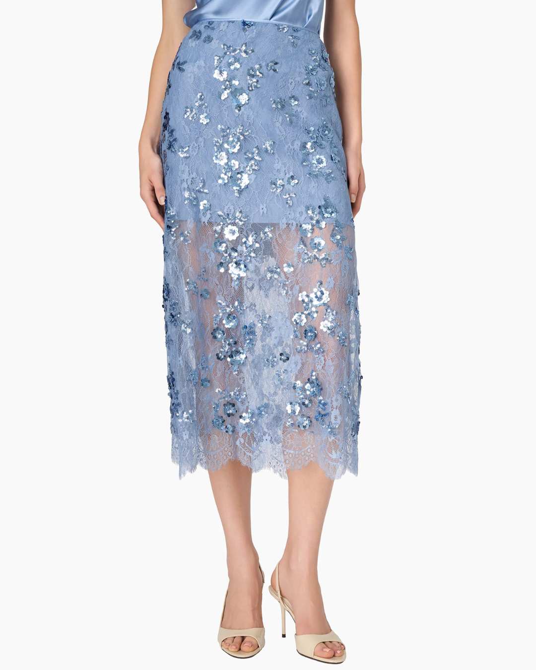 Aylin Sequin Lace Midi Skirt Mist - Edit by Elaine Turner