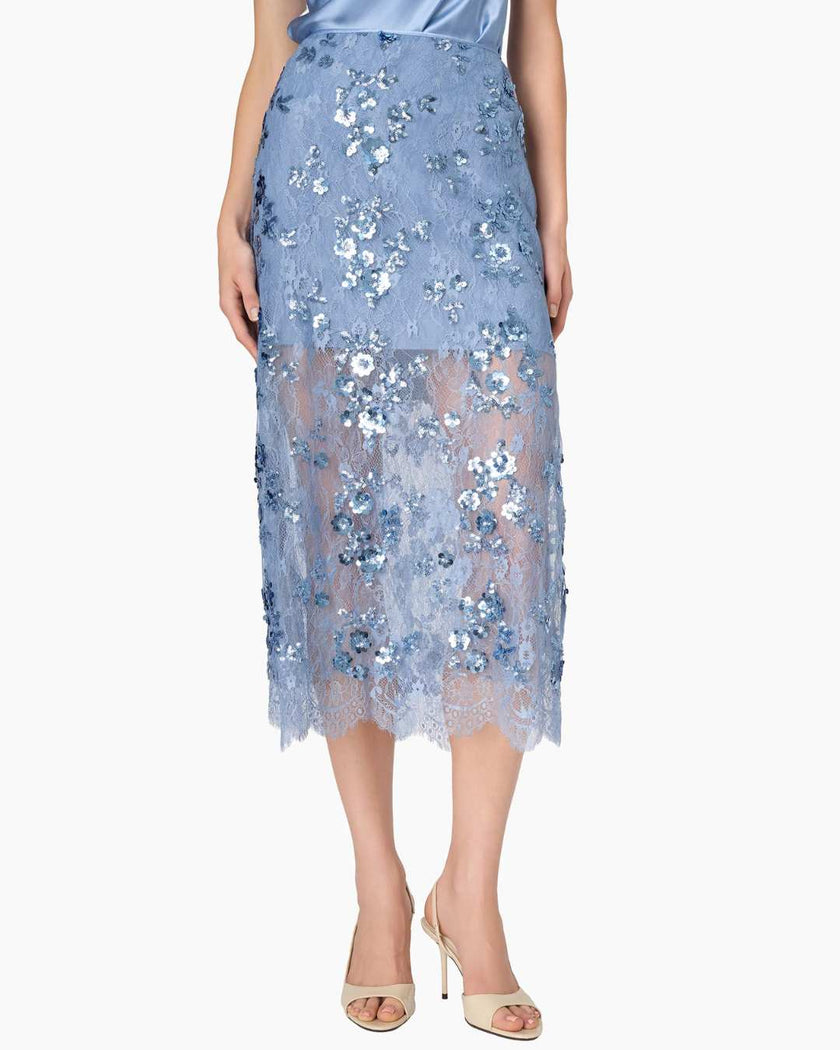 Aylin Sequin Lace Midi Skirt Mist - Edit by Elaine Turner