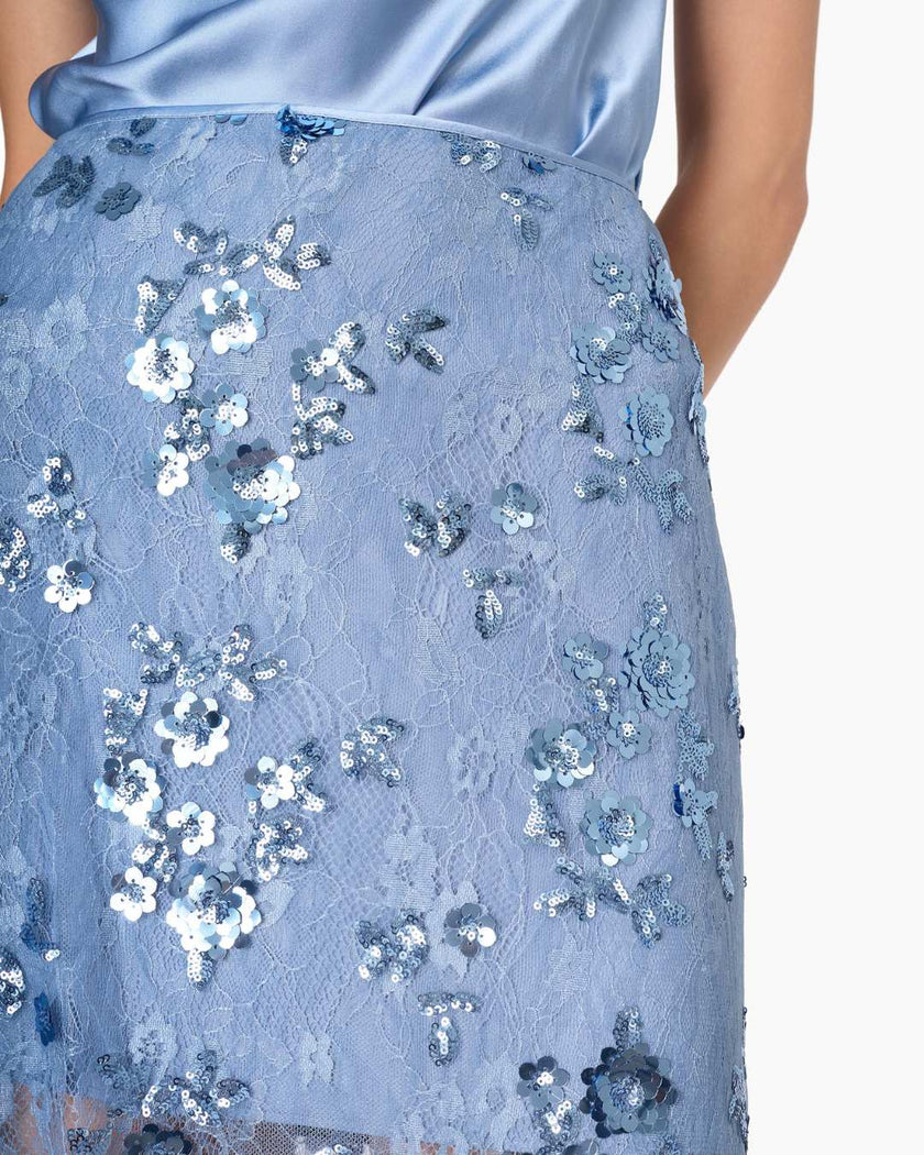 Aylin Sequin Lace Midi Skirt Mist - Edit by Elaine Turner