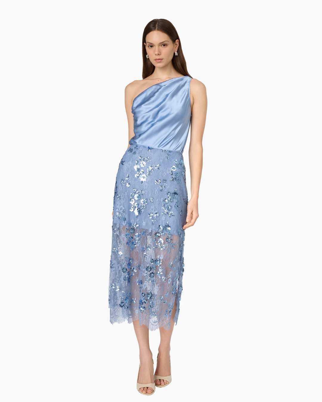 Aylin Sequin Lace Midi Skirt Mist - Edit by Elaine Turner