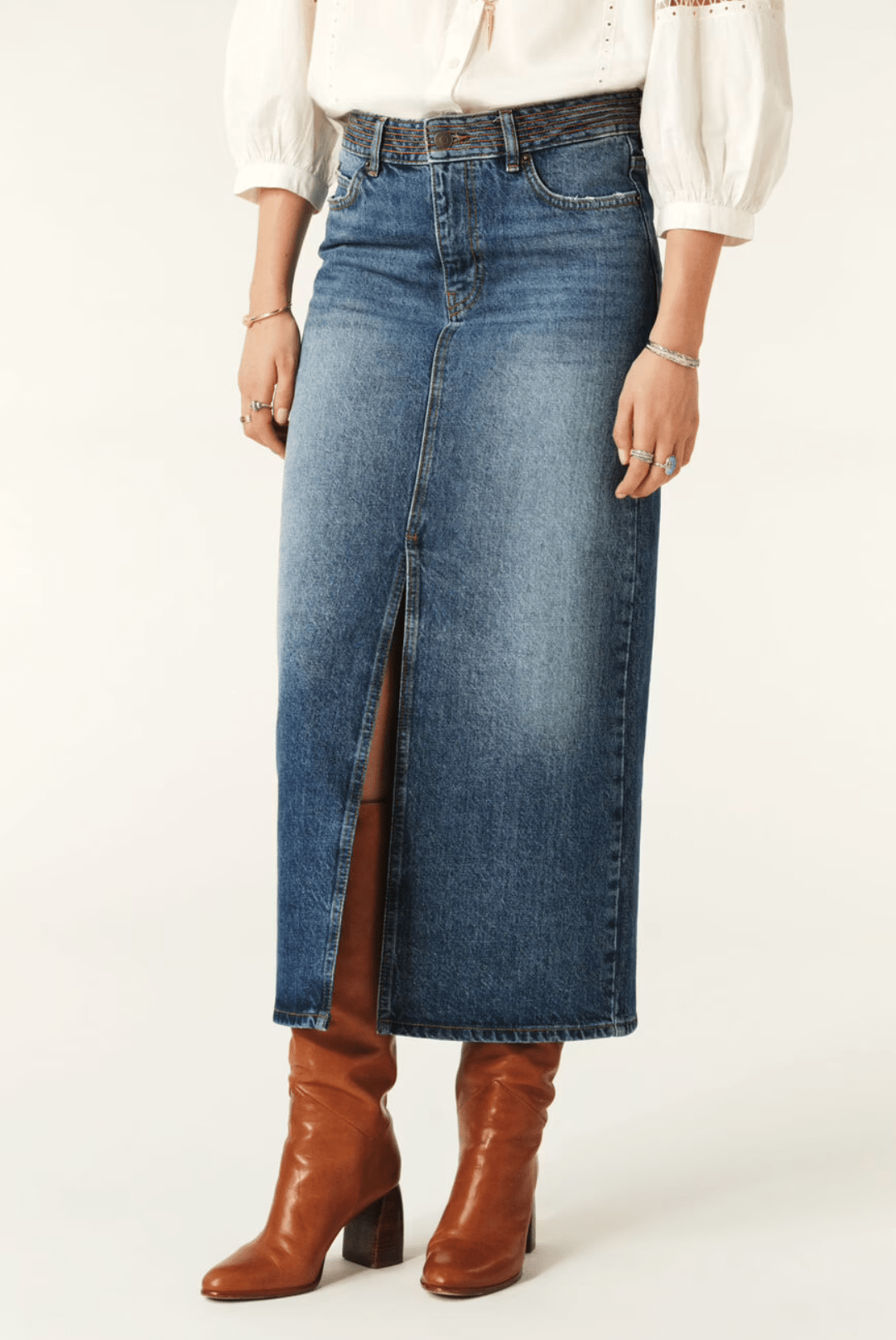 ba&sh- Math Denim Midi Skirt - Edit by Elaine Turner