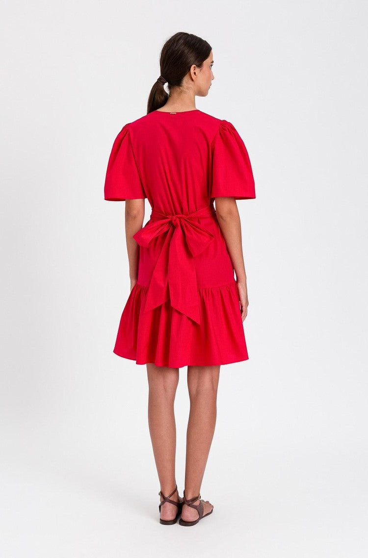 Twinset- Lipstick Red Short Poplin Dress - Edit by Elaine Turner