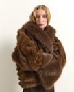 Beatrice B- Cropped Faux Fur Jacket with Maxi Collar - Brown - Edit by Elaine Turner