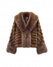 Beatrice B- Cropped Faux Fur Jacket with Maxi Collar - Brown - Edit by Elaine Turner