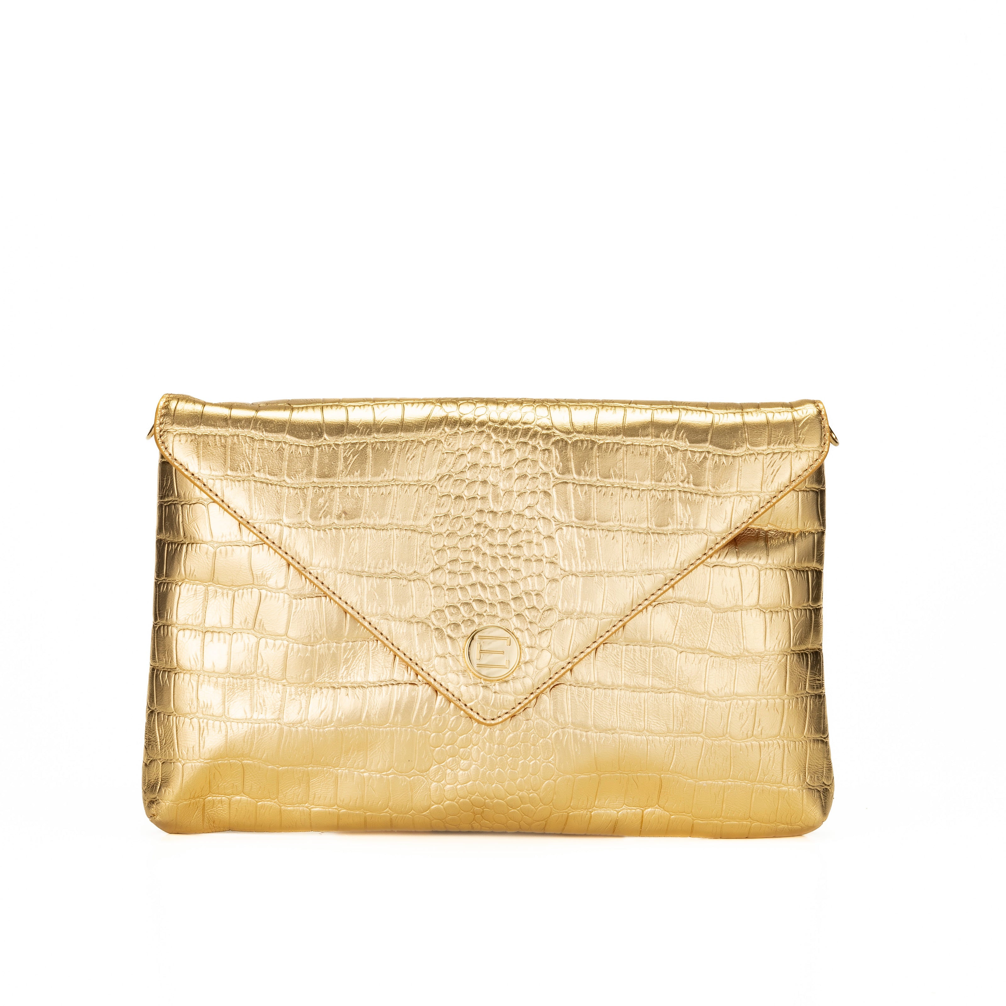 Bella Clutch- Solid Gold Croc