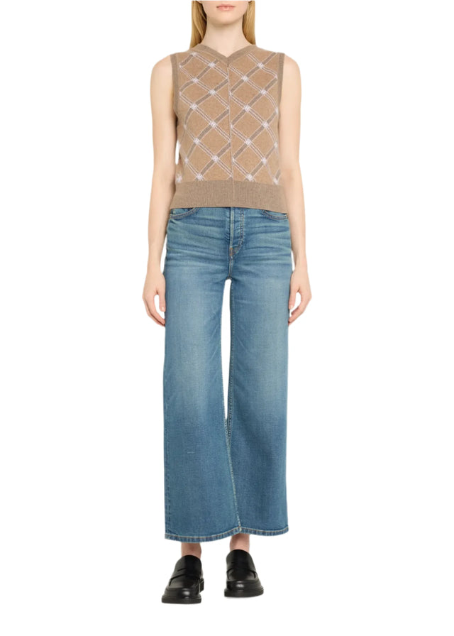 RE/DONE- High Rise Wide Leg Crop Jeans- Crafted Indigo - Edit by Elaine Turner